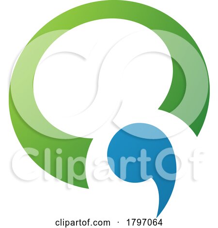 Green and Blue Comma Shaped Letter Q Icon by cidepix