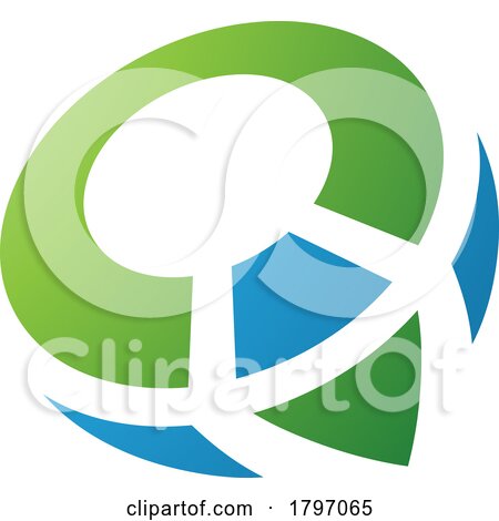 Green and Blue Compass Shaped Letter Q Icon by cidepix