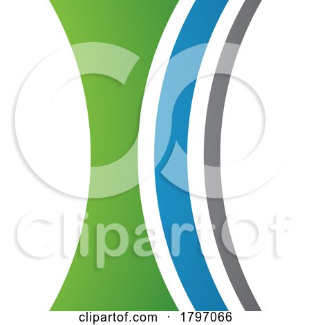 Green and Blue Concave Lens Shaped Letter I Icon by cidepix