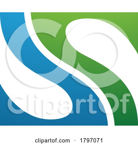 Green and Blue Fish Fin Shaped Letter S Icon by cidepix