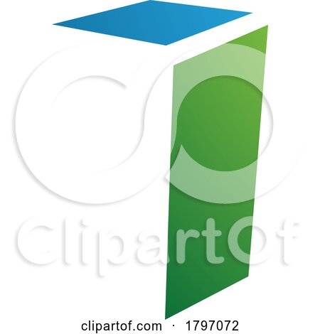 Green and Blue Folded Letter I Icon by cidepix
