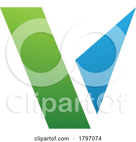 Green and Blue Geometrical Shaped Letter V Icon by cidepix