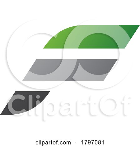 Green and Grey Letter F Icon with Horizontal Stripes by cidepix