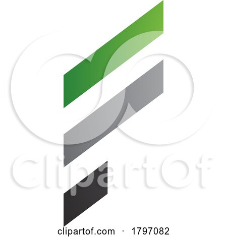 Green and Grey Letter F Icon with Diagonal Stripes by cidepix