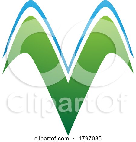 Green and Blue Wing Shaped Letter V Icon by cidepix