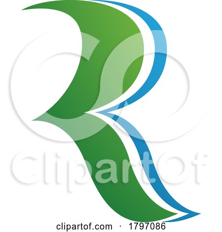 Green and Blue Wavy Shaped Letter R Icon by cidepix