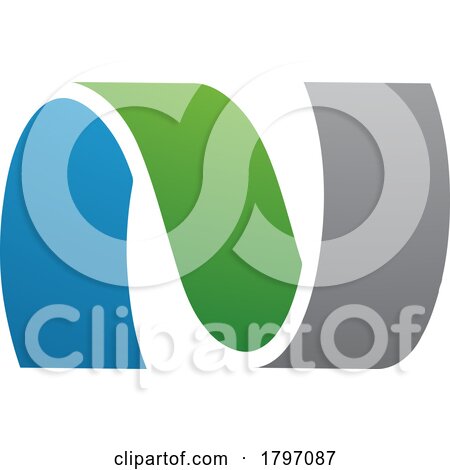 Green and Blue Wavy Shaped Letter N Icon by cidepix