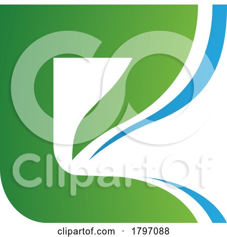 Green and Blue Wavy Layered Letter E Icon by cidepix
