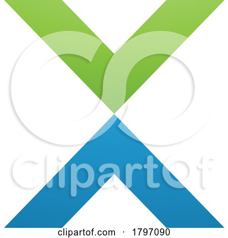 Green and Blue V Shaped Letter X Icon by cidepix