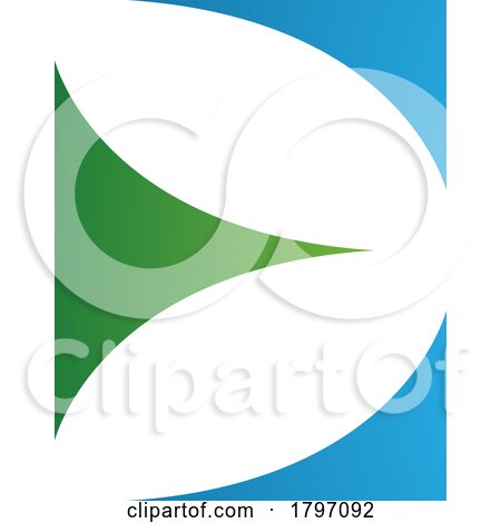 Green and Blue Uppercase Letter E Icon with Curvy Triangles by cidepix