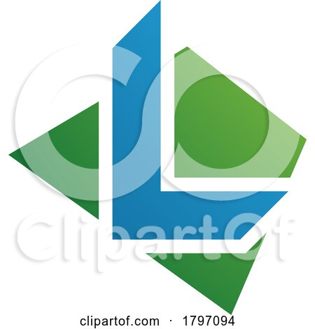 Green and Blue Trapezium Shaped Letter L Icon by cidepix