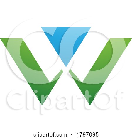 Green and Blue Triangle Shaped Letter W Icon by cidepix