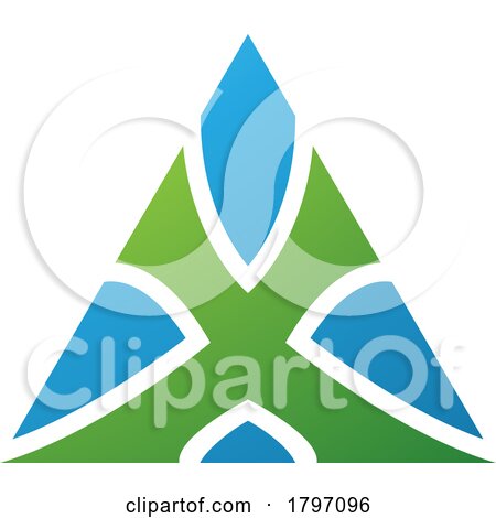 Green and Blue Triangle Shaped Letter X Icon by cidepix