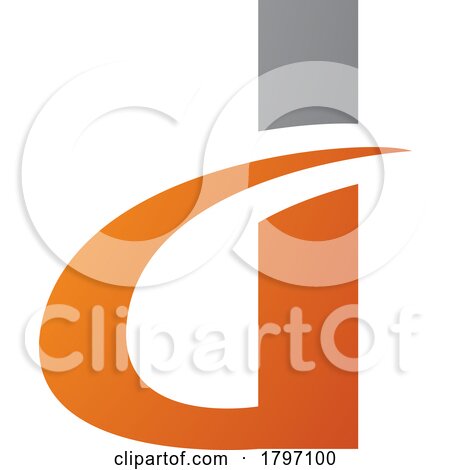 Grey and Orange Curvy Pointed Letter D Icon by cidepix