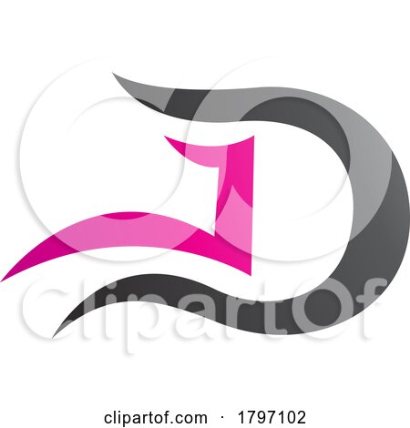 Grey and Magenta Letter D Icon with Wavy Curves by cidepix