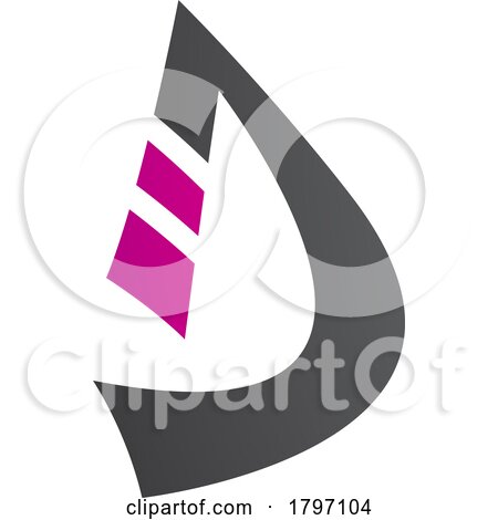 Magenta and Black Curved Strip Shaped Letter D Icon by cidepix