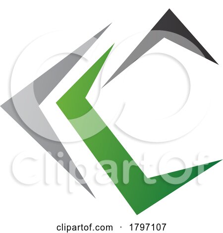 Grey Green and Black Letter C Icon with Pointy Tips by cidepix