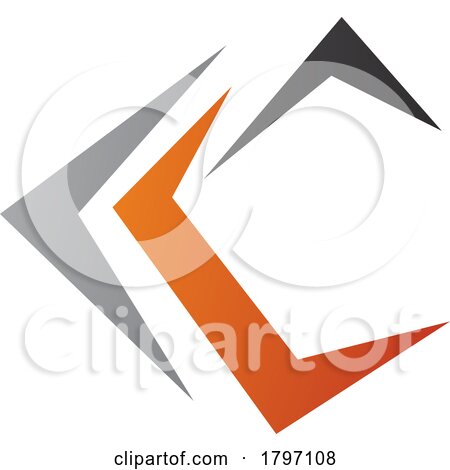 Grey Orange and Black Letter C Icon with Pointy Tips by cidepix