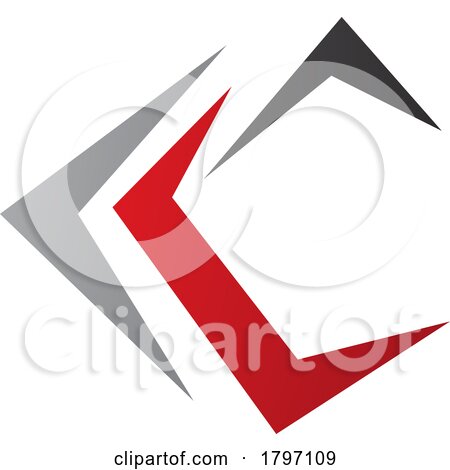 Grey Red and Black Letter C Icon with Pointy Tips by cidepix