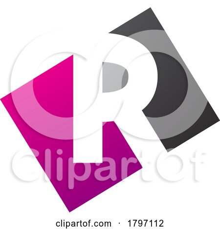 Magenta and Black Rectangle Shaped Letter R Icon by cidepix