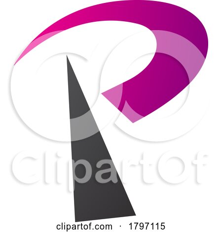 Magenta and Black Radio Tower Shaped Letter P Icon by cidepix