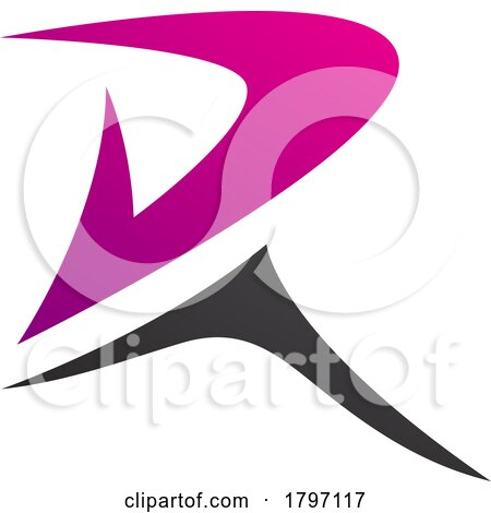 Magenta and Black Pointy Tipped Letter R Icon by cidepix