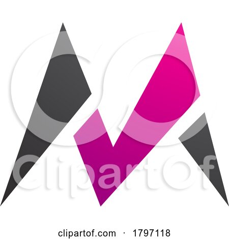 Magenta and Black Pointy Tipped Letter M Icon by cidepix