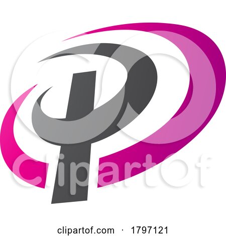 Magenta and Black Oval Shaped Letter P Icon by cidepix