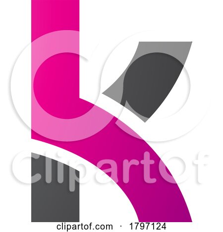 Magenta and Black Lowercase Letter K Icon with Overlapping Paths by cidepix