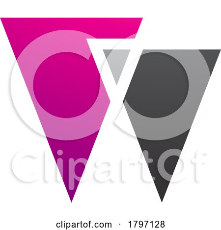 Magenta and Black Letter W Icon with Triangles by cidepix
