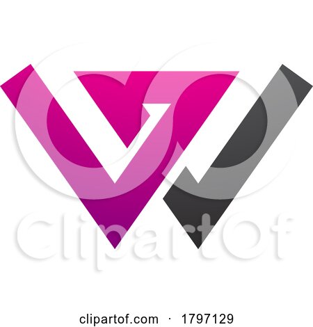 Magenta and Black Letter W Icon with Intersecting Lines by cidepix