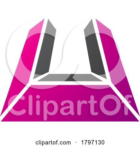 Magenta and Black Letter U Icon in Perspective by cidepix