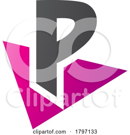 Magenta and Black Letter P Icon with a Triangle by cidepix