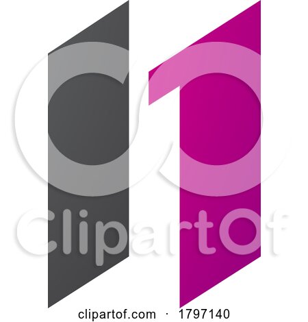 Magenta and Black Letter N Icon with Parallelograms by cidepix