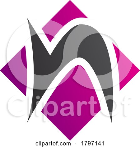 Magenta and Black Letter N Icon with a Square Diamond Shape by cidepix