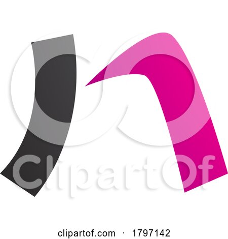 Magenta and Black Letter N Icon with a Curved Rectangle by cidepix