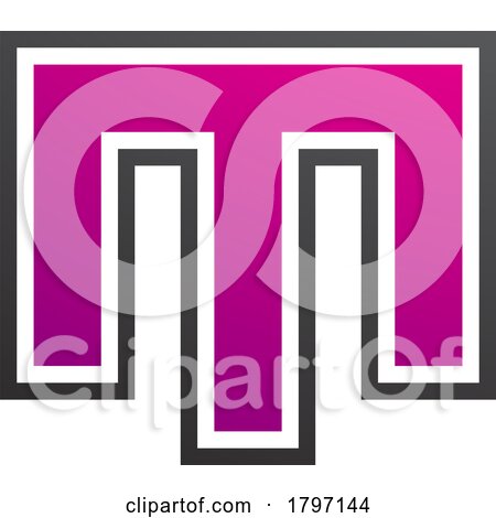 Magenta and Black Letter M Icon with an Outer Stripe by cidepix