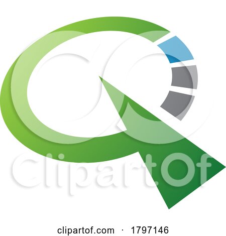 Green and Blue Clock Shaped Letter Q Icon by cidepix