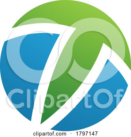 Green and Blue Circle Shaped Letter T Icon by cidepix