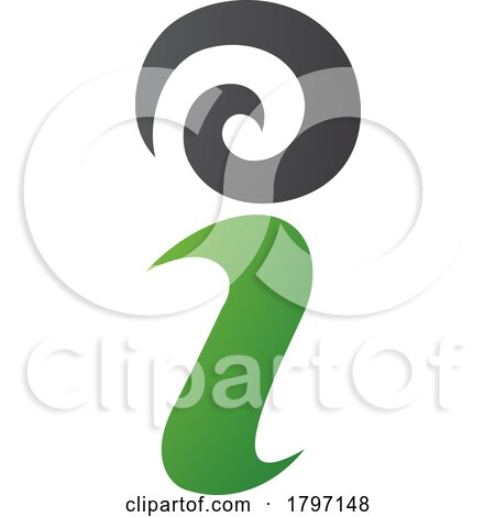 Green and Black Swirly Letter I Icon by cidepix