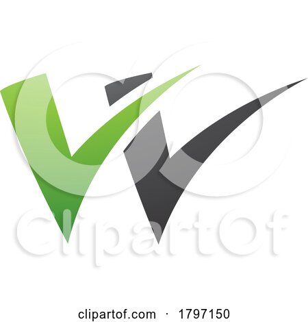 Green and Black Tick Shaped Letter W Icon by cidepix