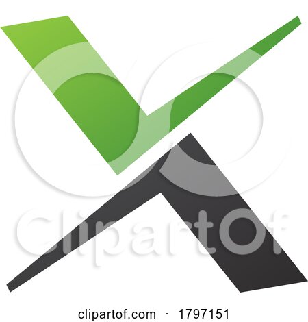 Green and Black Tick Shaped Letter X Icon by cidepix