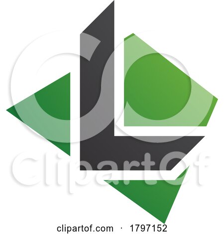 Green and Black Trapezium Shaped Letter L Icon by cidepix