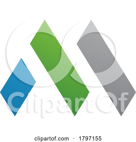 Green and Blue Letter M Icon with Rectangles by cidepix