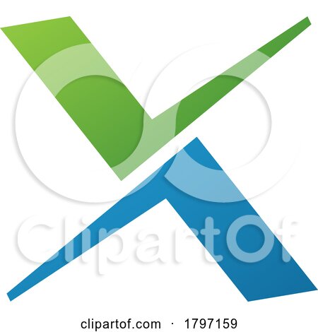 Green and Blue Tick Shaped Letter X Icon by cidepix