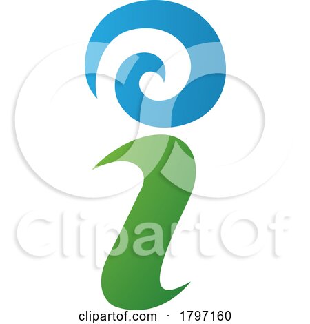 Green and Blue Swirly Letter I Icon by cidepix
