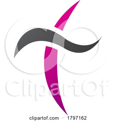 Magenta and Black Curvy Sword Shaped Letter T Icon by cidepix
