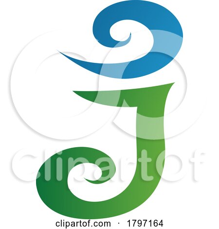 Green and Blue Swirl Shaped Letter J Icon by cidepix