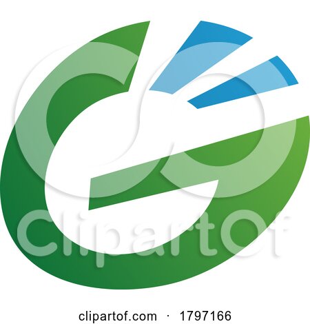 Green and Blue Striped Oval Letter G Icon by cidepix