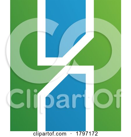 Green and Blue Letter H Icon with Vertical Rectangles by cidepix